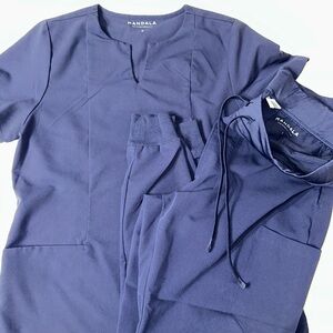 Mandala Navy Blue Scrub Set